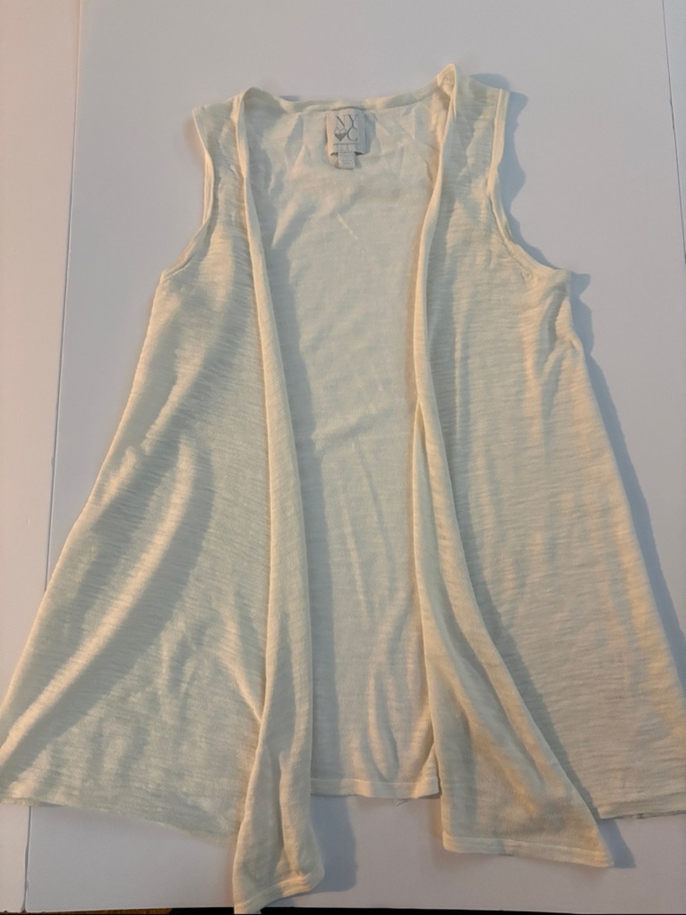 New York & Company Cream Open-Front Sleeveless Tank